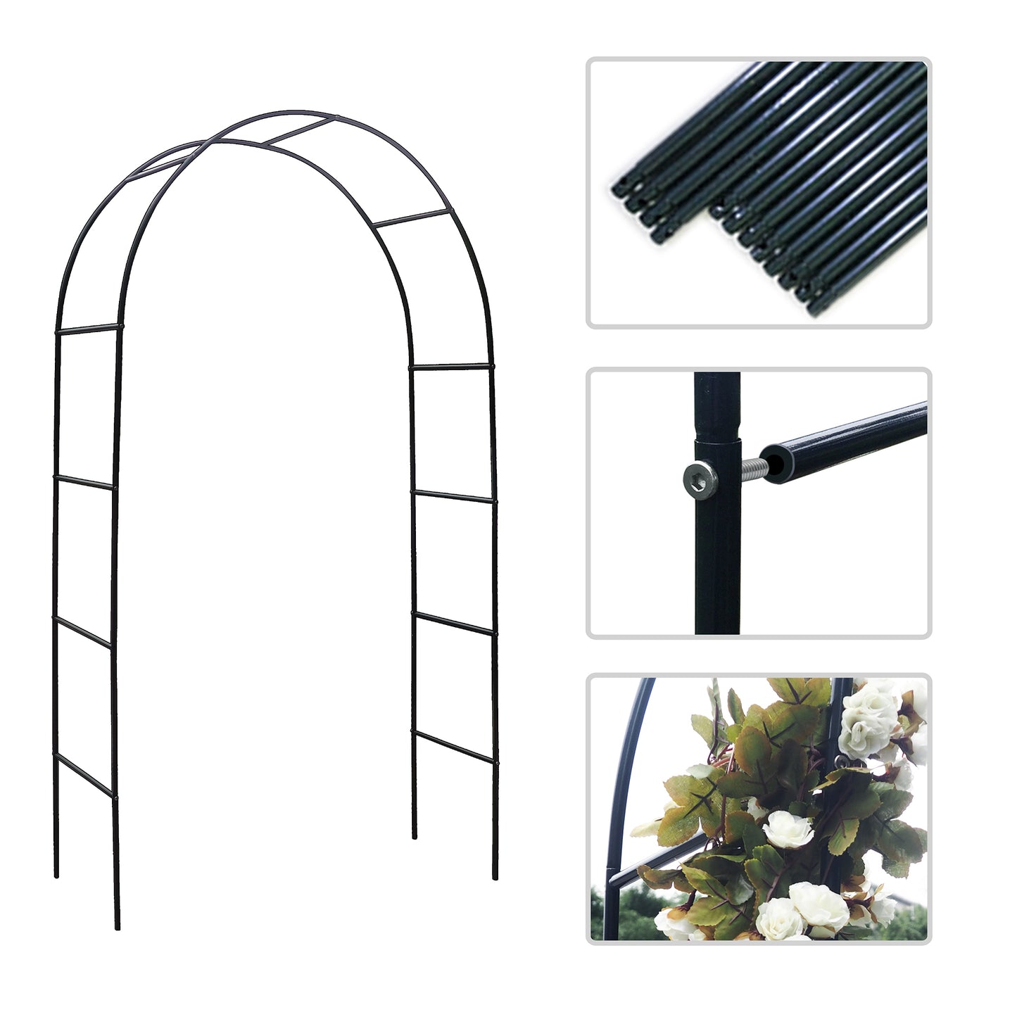 78"H x 45"W Metal Garden Arch Trellis,Adjustable Arbor Trellis for Garden Climbing Plants Support