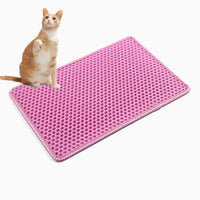 Cat Litter Mat, Kitty Litter Trapping Mat, Double Layer Mats with MiLi Shape Scratching design, Urine Waterproof, Easy Clean, Scatter Control  21" x 14"  Pink (same as JYD-GT-MSD-PINK)