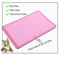 Cat Litter Mat, Kitty Litter Trapping Mat, Double Layer Mats with MiLi Shape Scratching design, Urine Waterproof, Easy Clean, Scatter Control  21" x 14"  Pink (same as JYD-GT-MSD-PINK)