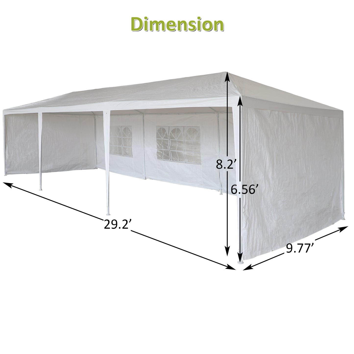 10 x 30 FT Garden Party Event Tent for Gatheration, Outdoor Gazebo Capony with 5 Sidewalls, White