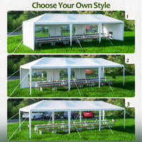 10 x 30 FT Garden Party Event Tent for Gatheration, Outdoor Gazebo Capony with 5 Sidewalls, White