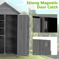 39.56"L x 22.04"W x 68.89"H Outdoor Storage Cabinet Garden Wood Tool Shed Outside Wooden Closet with Shelves and Latch, Gray