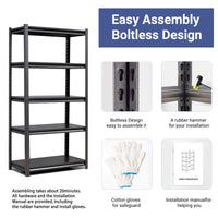 5-Tier Adjustable Metal Shelving Unit, Heavy Duty Shelving Utility Rack for garage Basement Kitchen Pantry Closet  31.5"W x 15.7"D x 63"H