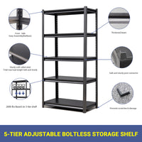 5-Tier Adjustable Metal Shelving Unit, Heavy Duty Shelving Utility Rack for garage Basement Kitchen Pantry Closet  31.5"W x 15.7"D x 63"H