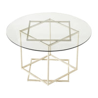 coffee table, glass coffee table with gold frame round and glass top for home office, metal table legs, home decor accent cocktail table