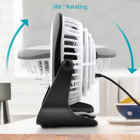 4 Inch Mini USB Desk Fan Quiet, 2 Speeds, Lower Noise, USB Powered, 360° Up and Down, 3.8 ft Cable, Powerful Desktop Fan for Home Office Room