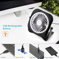 4 Inch Mini USB Desk Fan Quiet, 2 Speeds, Lower Noise, USB Powered, 360° Up and Down, 3.8 ft Cable, Powerful Desktop Fan for Home Office Room