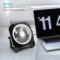 4 Inch Mini USB Desk Fan Quiet, 2 Speeds, Lower Noise, USB Powered, 360° Up and Down, 3.8 ft Cable, Powerful Desktop Fan for Home Office Room