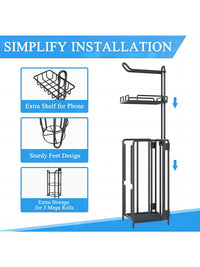 Toilet Paper Holder Stand, Bathroom Free Standing Toilet Tissue Paper Roll Holder