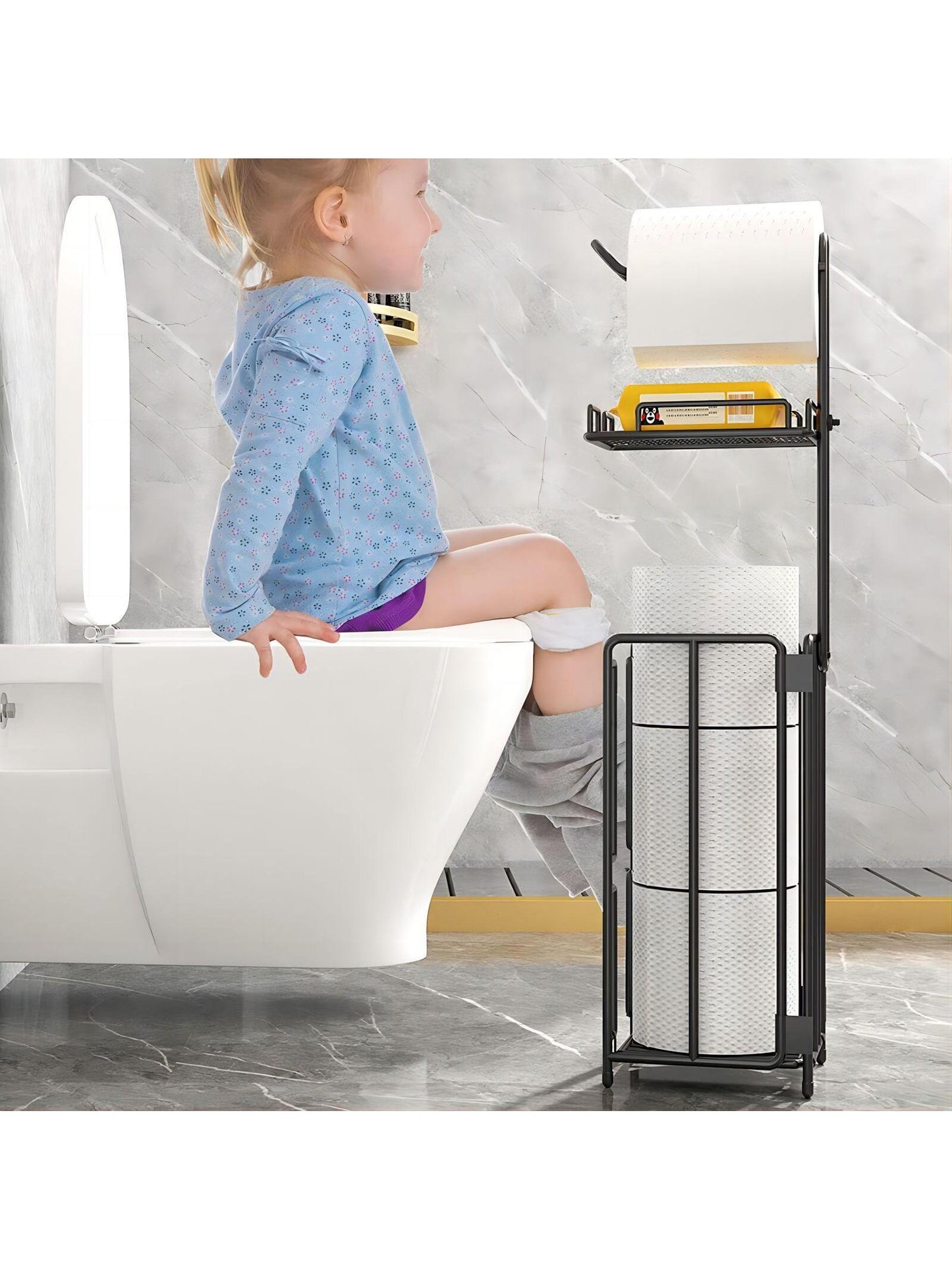 Toilet Paper Holder Stand, Bathroom Free Standing Toilet Tissue Paper Roll Holder