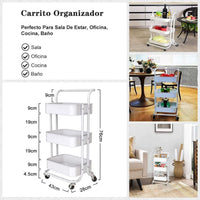 Rolling Cart with Wheels Bath Cart Organizer Cart Rolling Metal Tissue Cart Handle - White