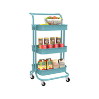 Rolling Trolley With Wheels Bathtub Manager Tolley Rolling Metal Tissue Trolley Handle - Blue