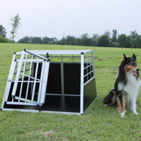 Double Doors Pet Car Transport Cage Aluminium Puppy Travel Crate Box Trapezoidal Kennel Dog Cat Carrier Cage