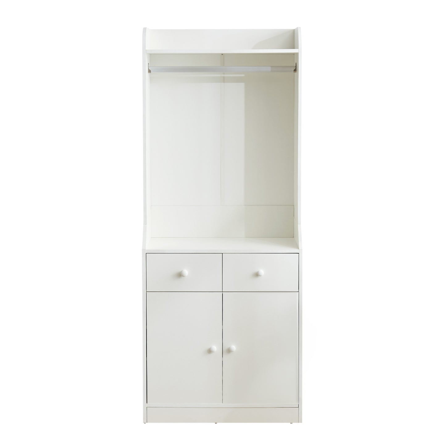 Bedroom Armoire，Wardrobe Armoire Closet, Drawers and Shelves, Handles, Hanging Rod, for Bedroom ，White