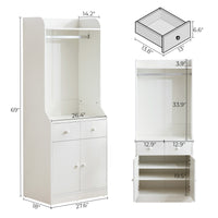 Bedroom Armoire，Wardrobe Armoire Closet, Drawers and Shelves, Handles, Hanging Rod, for Bedroom ，White