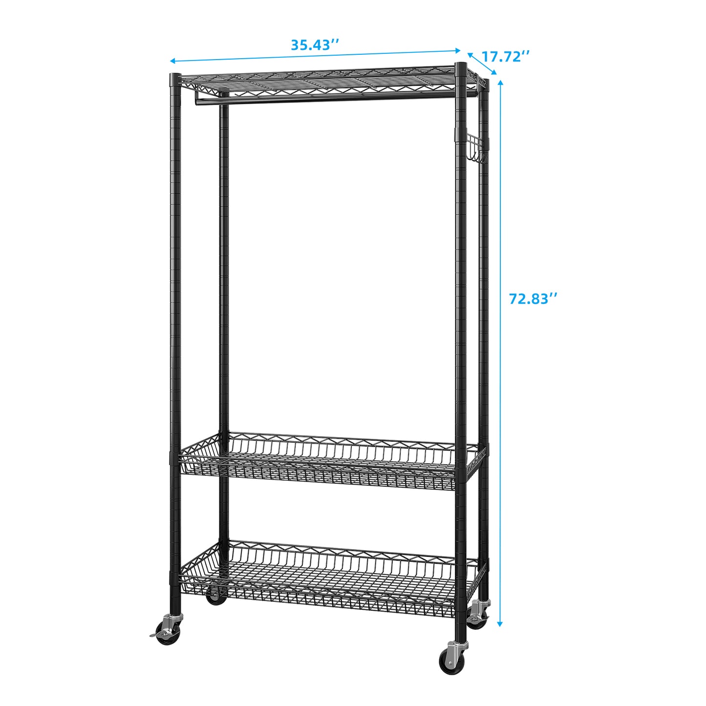 Wire Garment Rack Heavy Duty Clothes Rack，Closet Organizer Metal Garment Rack Portable Clothes Hanger Home Shelf，Freestanding Closet Wardrobe，Garment Rack Adjustable Wire Clothing Rack Portable Closet