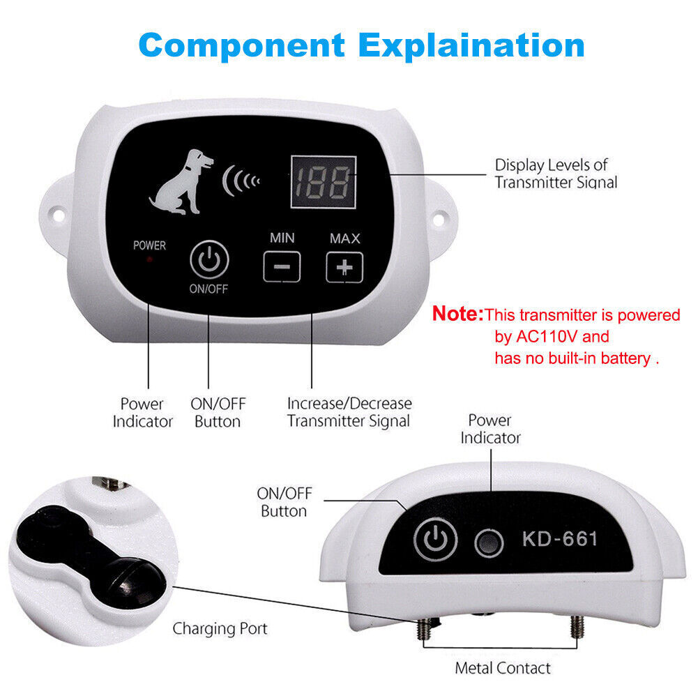 Wireless Electric Dog Fence Pet Containment System Shock Collars For 1 Dogs