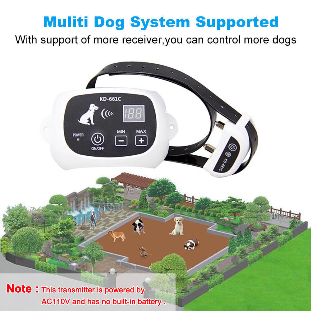 Wireless Dog Fence Pet Containment System Waterproof Training Collars For 2 dogs