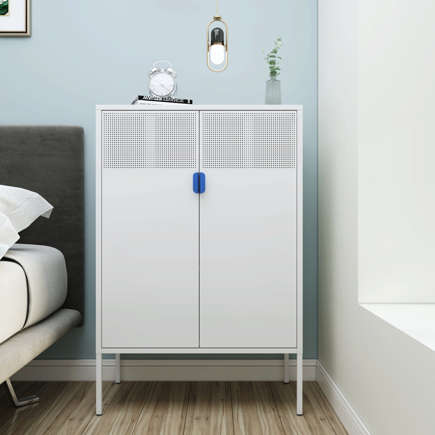 Metal Storage Locker Cabinet, Adjustable Shelves Free Standing Sideboard Steel Cabinets for Office,Home