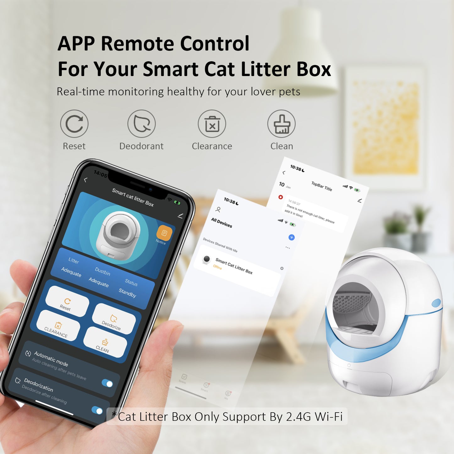 Self-Cleaning Cat Litter Box, Automatic Cat Litter Box for Multiple Cats with APP Control/Safety Protection (FBA NOT FBA logistics