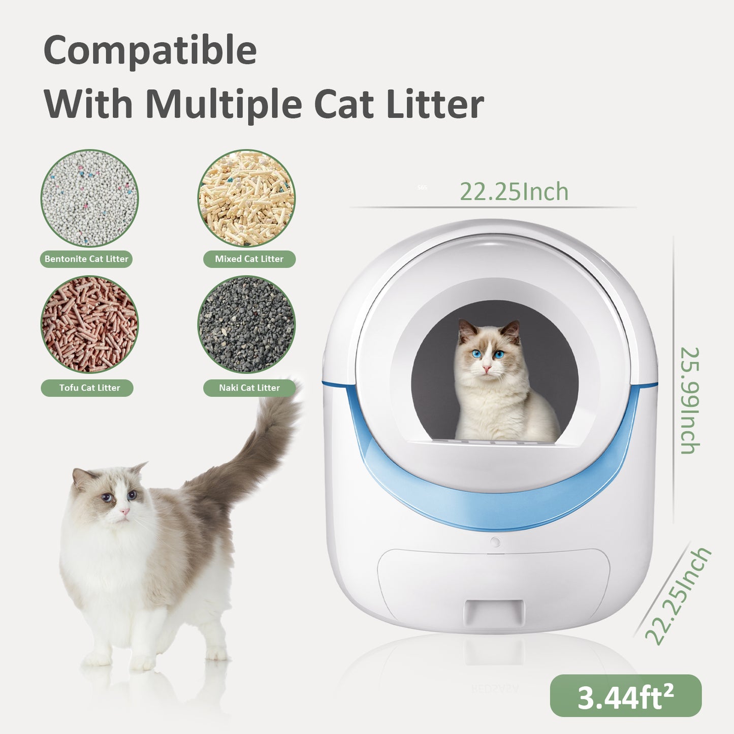 Self-Cleaning Cat Litter Box, Automatic Cat Litter Box for Multiple Cats with APP Control/Safety Protection (FBA NOT FBA logistics