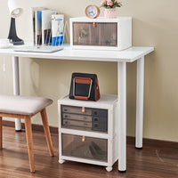 Folding Storage Bin，Storage Cabinet with Lids and Wheels-3 layers