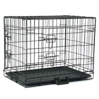 24" Pet Kennel Cat Dog Folding Steel Crate Animal Playpen Wire Metal