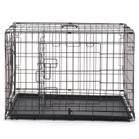 30" Pet Kennel Cat Dog Folding Steel Crate Animal Playpen Wire Metal