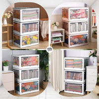 Joybos® Multifunctional Foldable Transparent Storage 55L White (3 Piece)