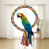 Bird Bungee Rope Bird Perches Stand Bird Colorful Adjustable Round & Rope Perch Bird Training Toys Bird Cage Exercise Accessories for Parakeets, Finches, Cockatiels, Conures, Macaws, Lovebirds (6 Pcs)