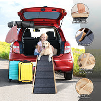 Dog Ramp, 32.6" Long and 11.8" Wide Wooden Folding Portable Pet Ramp, Adjustable from 10" to 19" with Non-Slip Traction Mat, Dog Ramps for Car, Bed, Couch, Rated for 30 LBS(Light Grey)