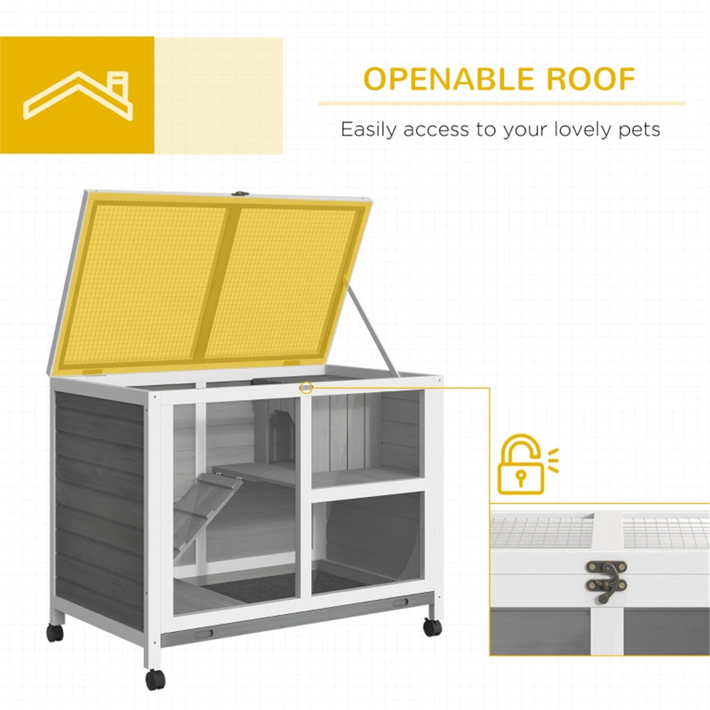 Pet cage /Wood Rabbit Hutch-Gray