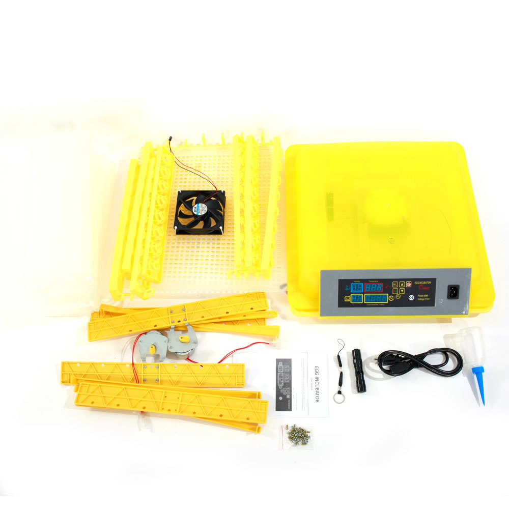 112-Egg Practical Fully Automatic Poultry Incubator Yellow & Transparent