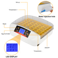 42-Egg Practical Fully Automatic Poultry Incubator with Egg Candler US Standard Yellow & & White & Transparent