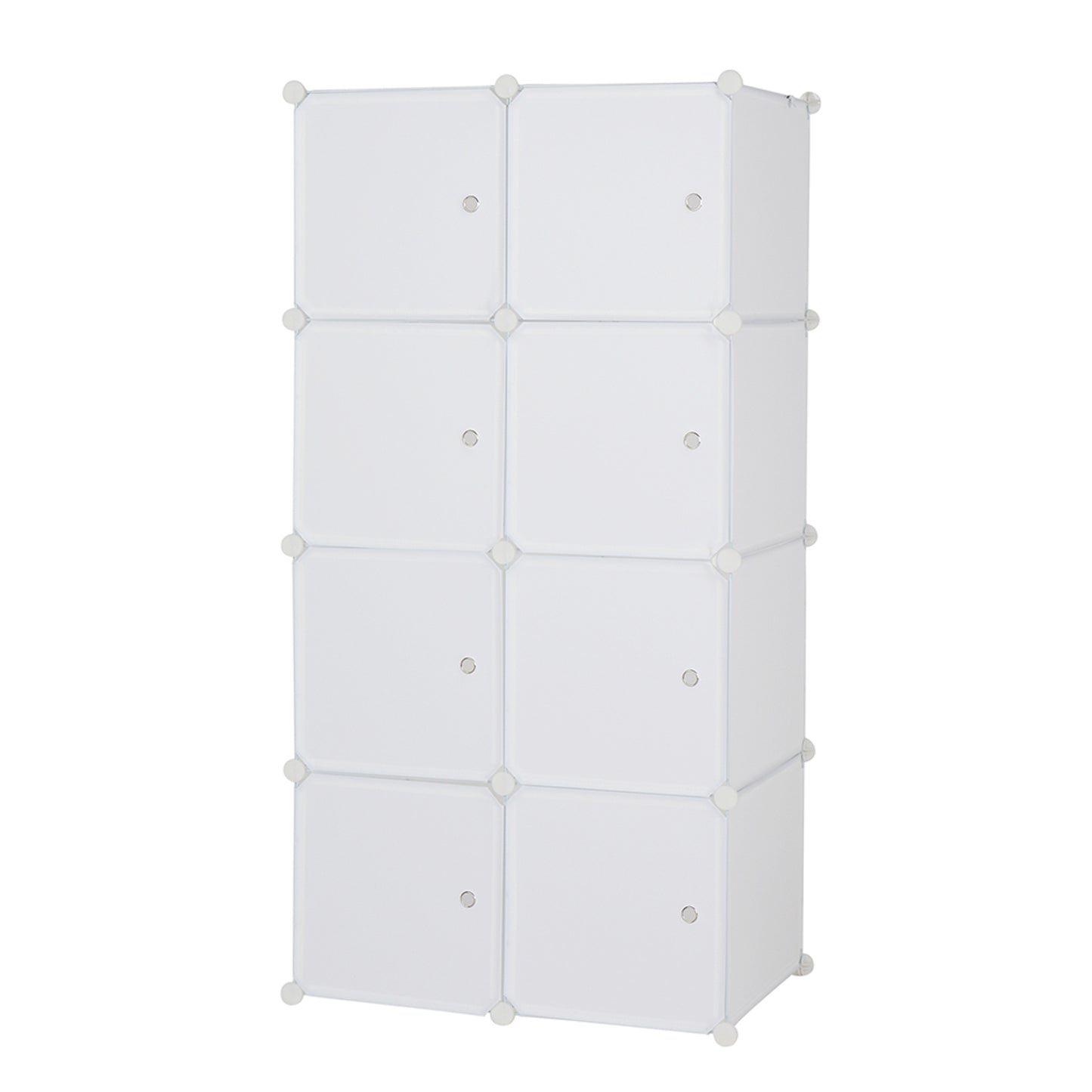 8 Cube Organizer Stackable Plastic Cube Storage Shelves Design Multifunctional Modular Closet Cabinet with Hanging Rod White