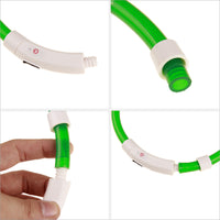 PET LED LIGHT-UP Glow-in-the-dark USB RECHARGEABLE COLLAR Dog Night Safety Flash