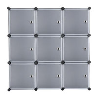 9-Cube DIY Plastic Closet Cabinet, Modular Book Shelf Organizer Units, Storage Shelving with Doors