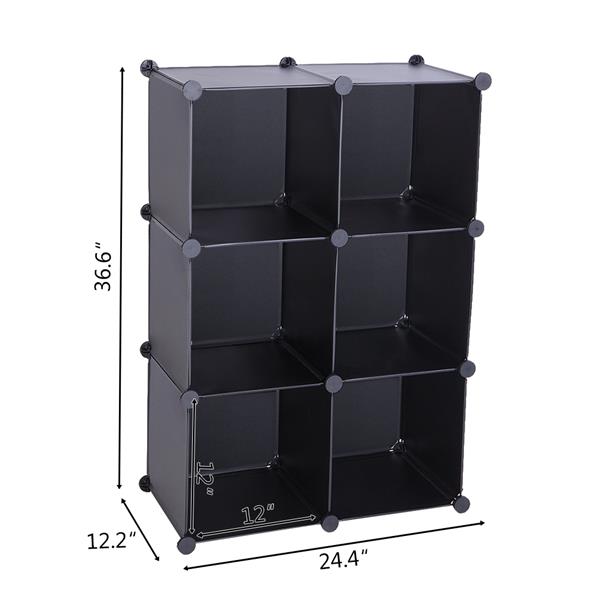 Cube Storage 6-Cube Closet Organizer Storage Shelves Cubes Organizer DIY Closet Cabinet Black