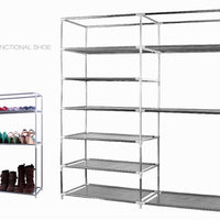 Double Rows 9 Lattices Combination Style Shoe Cabinet Gray