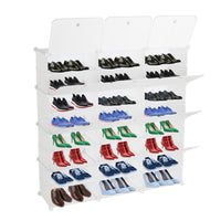 8-Tier Portable 48 Pair Shoe Rack Organizer 24 Grids Tower Shelf Storage Cabinet Stand Expandable for Heels, Boots, Slippers, White