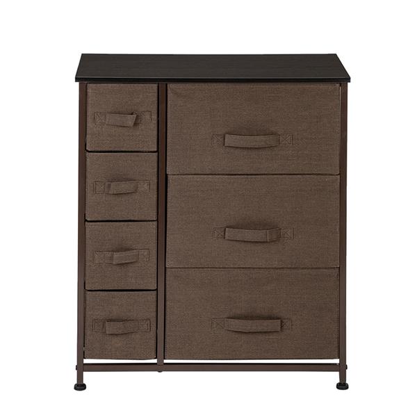 Dresser with 7 Drawers - Furniture Storage Tower Unit for Bedroom, Hallway, Closet, Office Organization - Steel Frame, Wood Top, Easy Pull Fabric Bins, Brown