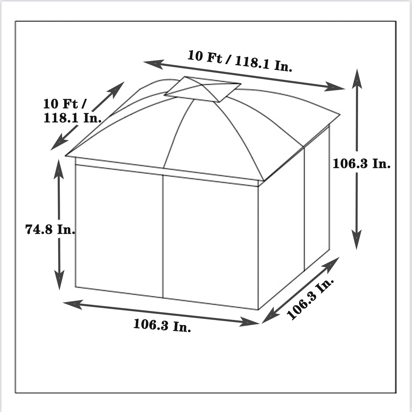 10 x 10 Ft Outdoor Patio Garden Gazebo Canopy With Curtains,Grey Top