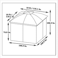 10 x 10 Ft Outdoor Patio Garden Gazebo Canopy With Curtains,Grey Top