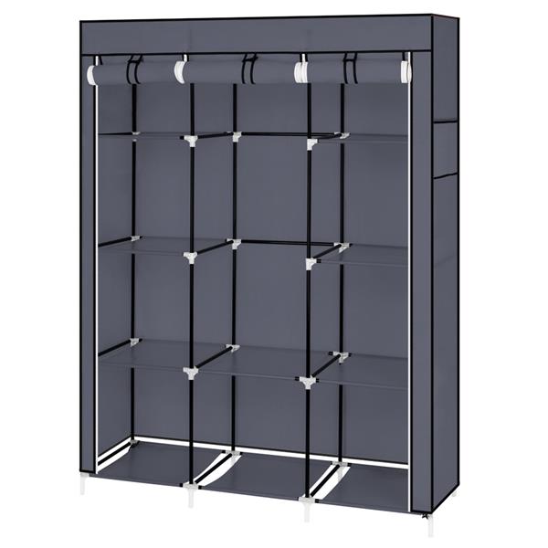 67" Portable Closet Organizer Wardrobe Storage Organizer with 10 Shelves Quick and Easy to Assemble Extra Space Gray