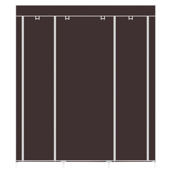 69" Portable Clothes Closet Non-Woven Fabric Wardrobe Double Rod Storage Organizer Dark Brown