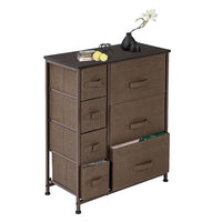 Dresser with 7 Drawers - Furniture Storage Tower Unit for Bedroom, Hallway, Closet, Office Organization - Steel Frame, Wood Top, Easy Pull Fabric Bins, Brown