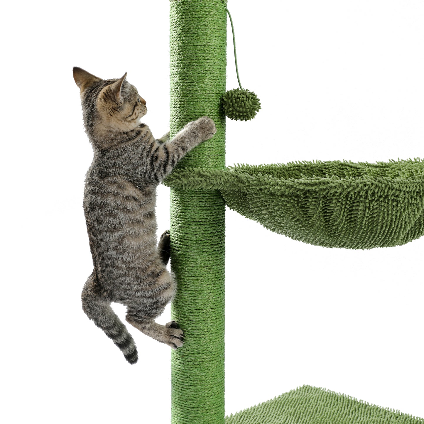 Cat Tree Scratcher Cactus With Cat Scratching Post Hammock Interactive Ball Green