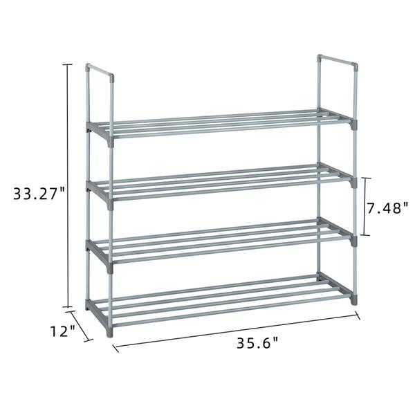 2 Set 4 Tiers Shoe Rack Shoe Tower Shelf Storage Organizer For Bedroom, Entryway, Hallway, and Closet Gray Color