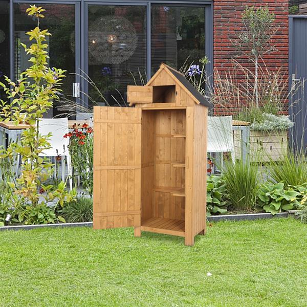 Fir wood Arrow Shed with Single Door Wooden Garden Shed Wooden Lockers Wood Color