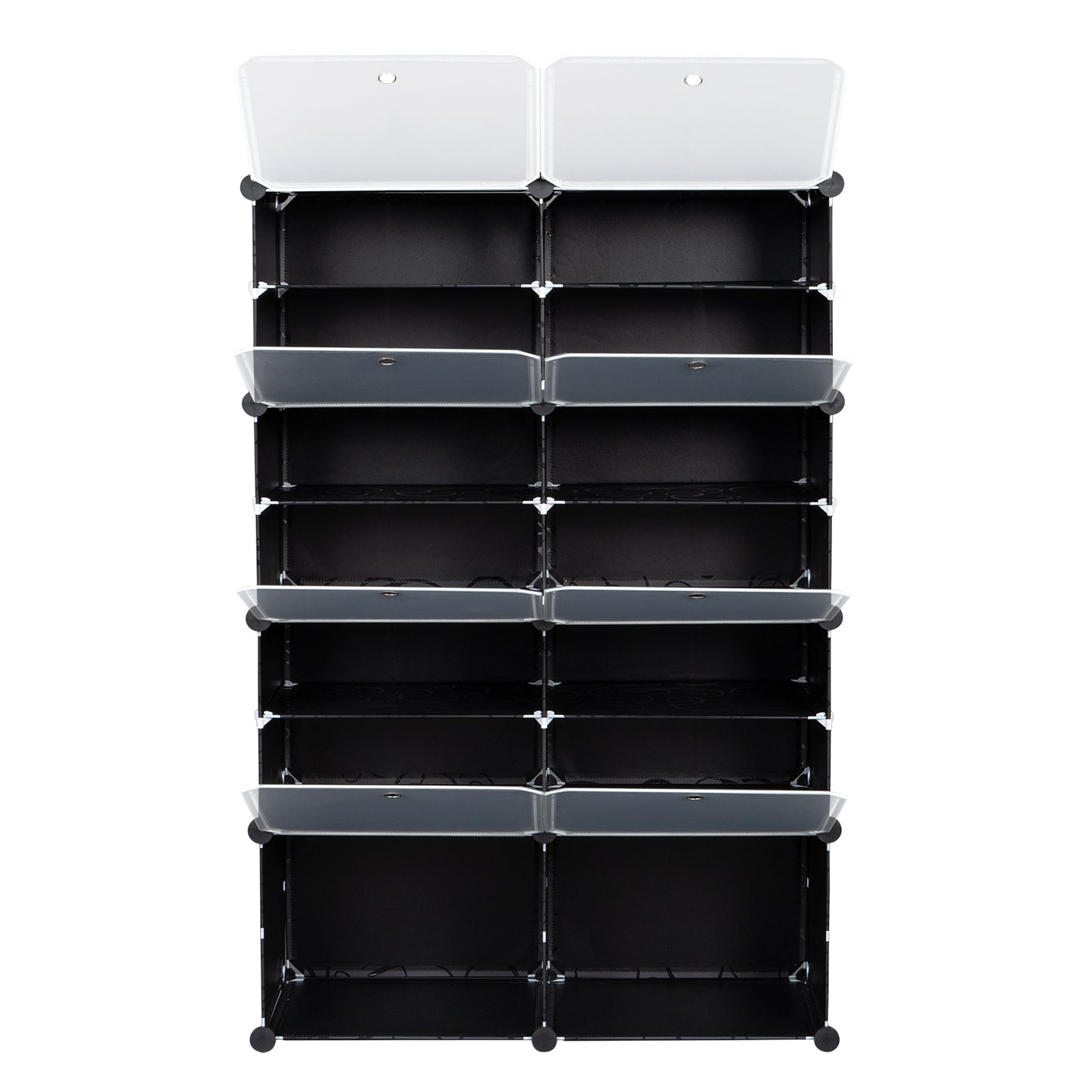 7-Tier Portable 28 Pair Shoe Rack Organizer 14 Grids Tower Shelf Storage Cabinet Stand Expandable for Heels, Boots, Slippers, Black